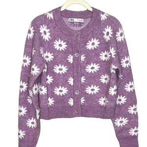 Zara wool blend floral cardigan. Worn once! Perfect condition